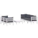 vidaXL Set mobilier grădină cu perne antracit, 6 piese, lemn masiv pin vidaXL Set mobilier grădină cu perne antracit, 6 piese, lemn masiv pin