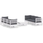 vidaXL Set mobilier grădină cu perne antracit, 7 piese, lemn masiv pin vidaXL Set mobilier grădină cu perne antracit, 7 piese, lemn masiv pin