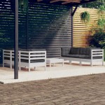 vidaXL Set mobilier grădină cu perne antracit, 7 piese, lemn masiv pin vidaXL Set mobilier grădină cu perne antracit, 7 piese, lemn masiv pin