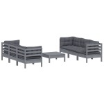 vidaXL Set mobilier grădină cu perne antracit, 7 piese, lemn masiv pin vidaXL Set mobilier grădină cu perne antracit, 7 piese, lemn masiv pin