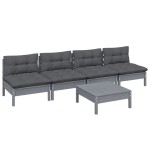 vidaXL Set mobilier grădină cu perne antracit, 5 piese, lemn de pin vidaXL Set mobilier grădină cu perne antracit, 5 piese, lemn de pin