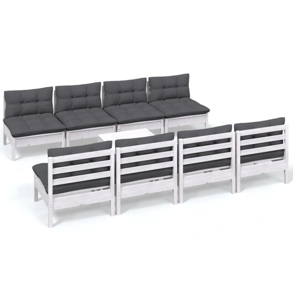 vidaXL Set mobilier de grădină cu perne, 9 piese, lemn masiv de pin