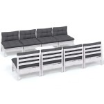 vidaXL Set mobilier de grădină cu perne, 9 piese, lemn masiv de pin vidaXL Set mobilier de grădină cu perne, 9 piese, lemn masiv de pin