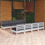 vidaXL Set mobilier de grădină cu perne, 9 piese, lemn masiv de pin vidaXL Set mobilier de grădină cu perne, 9 piese, lemn masiv de pin