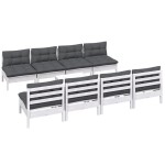 vidaXL Set mobilier de grădină cu perne, 9 piese, lemn masiv de pin vidaXL Set mobilier de grădină cu perne, 9 piese, lemn masiv de pin