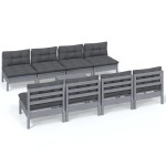 vidaXL Set mobilier de grădină cu perne, 9 piese, lemn masiv de pin