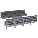 vidaXL Set mobilier de grădină cu perne, 9 piese, lemn masiv de pin