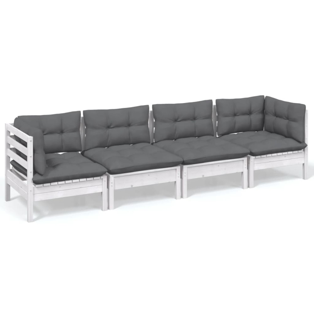 vidaXL Set mobilier grădină cu perne, 4 piese, lemn masiv de pin