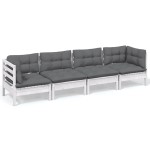 vidaXL Set mobilier grădină cu perne, 4 piese, lemn masiv de pin
