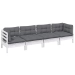 vidaXL Set mobilier grădină cu perne, 4 piese, lemn masiv de pin