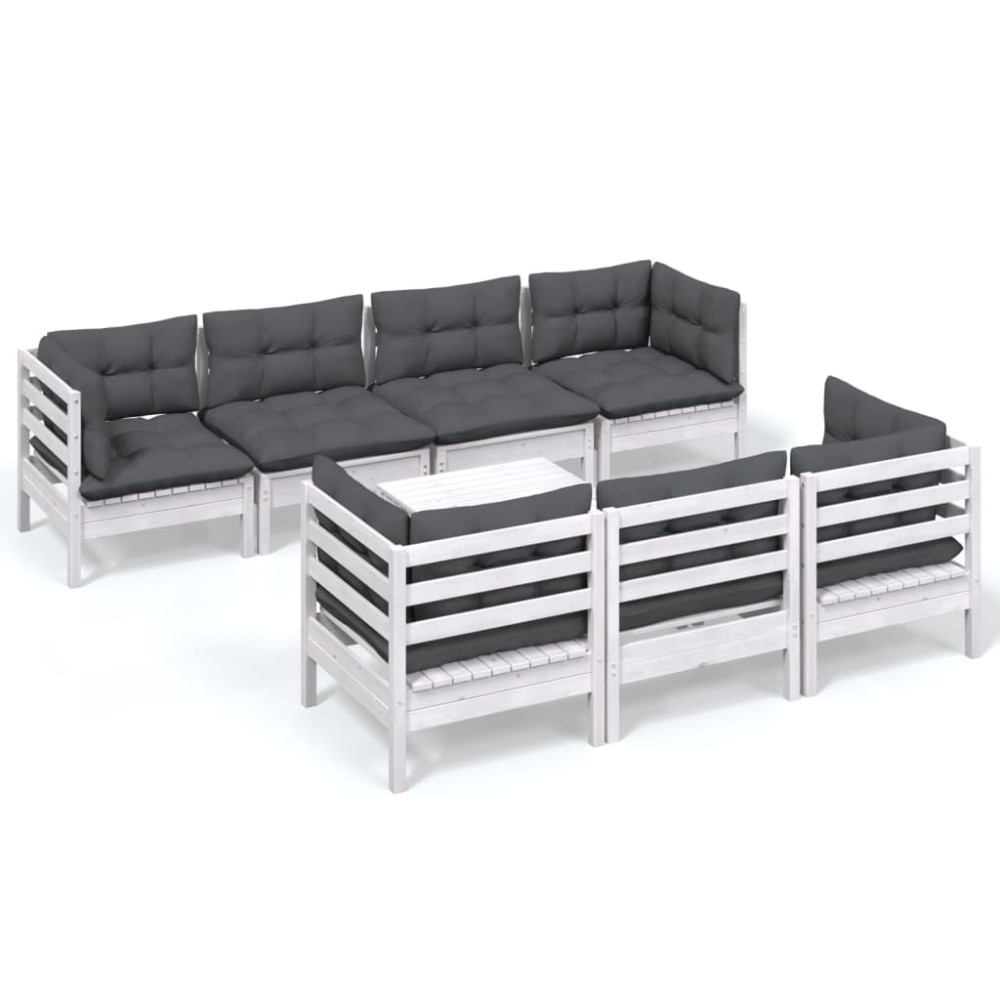 vidaXL Set mobilier de grădină cu perne, 8 piese, lemn masiv de pin