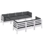 vidaXL Set mobilier de grădină cu perne, 8 piese, lemn masiv de pin vidaXL Set mobilier de grădină cu perne, 8 piese, lemn masiv de pin