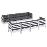 vidaXL Set mobilier de grădină cu perne, 9 piese, lemn masiv de pin