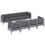 vidaXL Set mobilier de grădină cu perne, 9 piese, lemn masiv de pin vidaXL Set mobilier de grădină cu perne, 9 piese, lemn masiv de pin