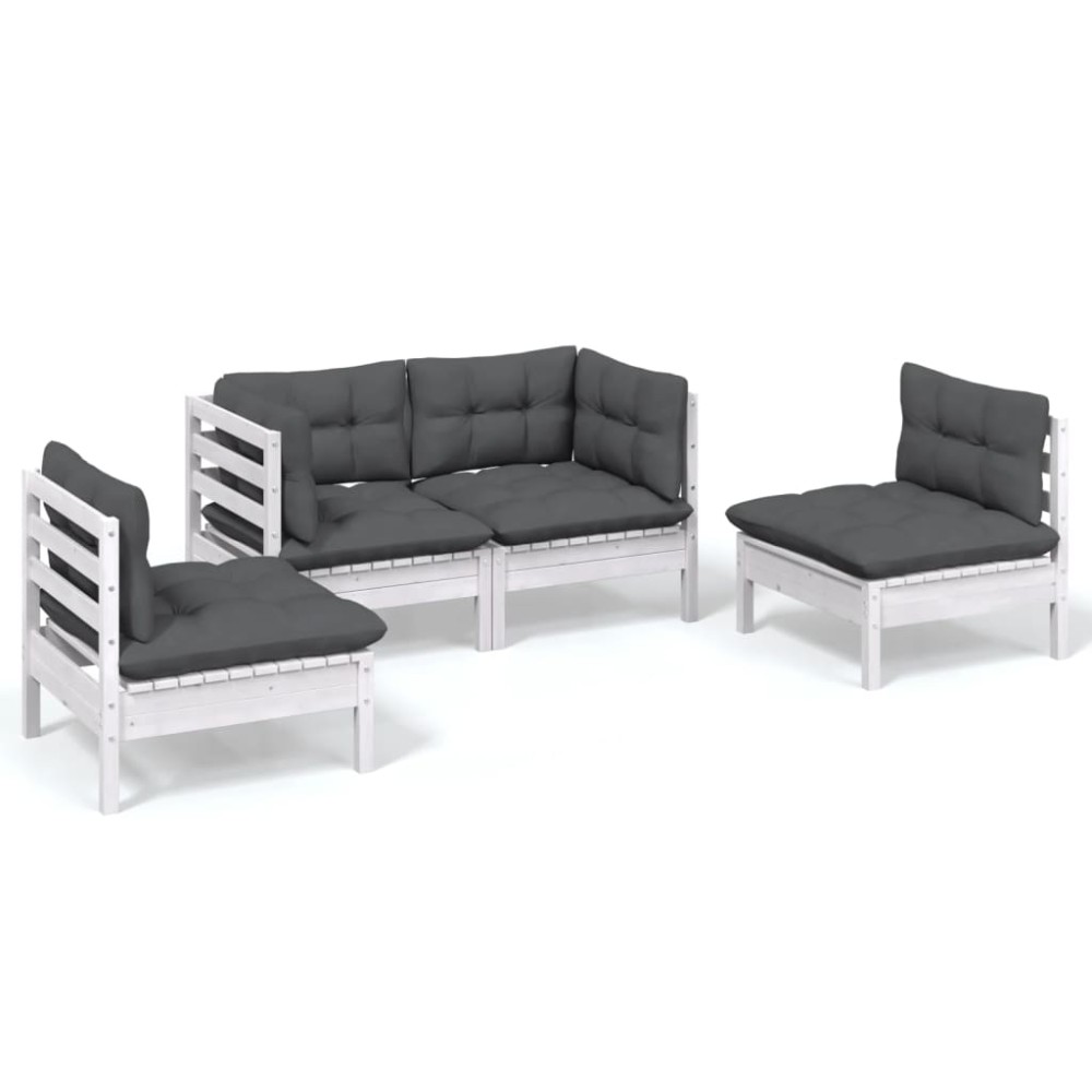 vidaXL Set mobilier grădină cu perne, 4 piese, lemn de pin