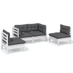 vidaXL Set mobilier grădină cu perne, 4 piese, lemn de pin
