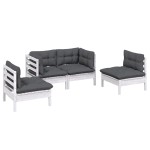 vidaXL Set mobilier grădină cu perne, 4 piese, lemn de pin