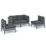 vidaXL Set mobilier grădină cu perne, 4 piese, lemn masiv de pin