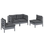 vidaXL Set mobilier grădină cu perne, 4 piese, lemn masiv de pin