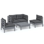 vidaXL Set mobilier grădină cu perne, 5 piese, lemn masiv de pin