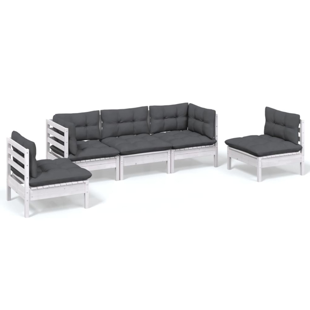 vidaXL Set mobilier grădină cu perne, 5 piese, lemn masiv de pin