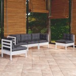 vidaXL Set mobilier grădină cu perne, 5 piese, lemn masiv de pin