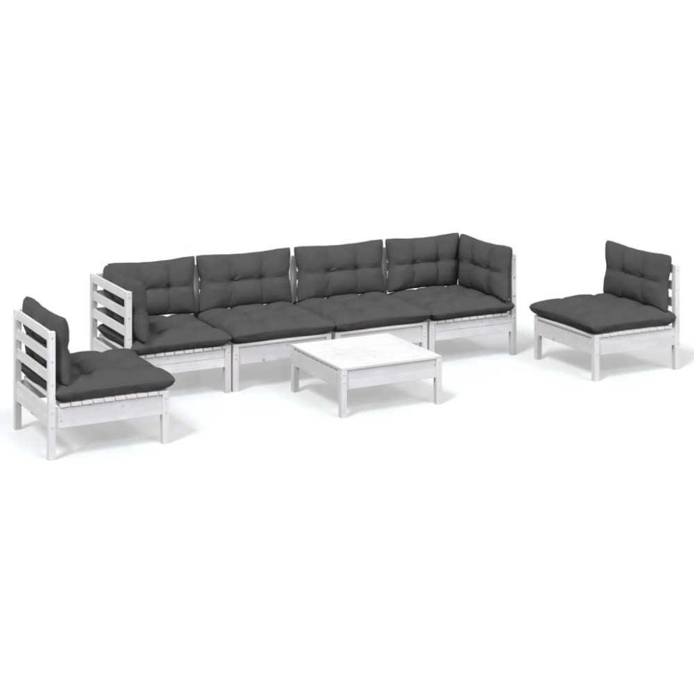 vidaXL Set mobilier grădină cu perne, 7 piese, lemn masiv de pin