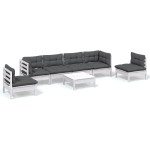 vidaXL Set mobilier grădină cu perne, 7 piese, lemn masiv de pin