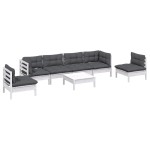 vidaXL Set mobilier grădină cu perne, 7 piese, lemn masiv de pin