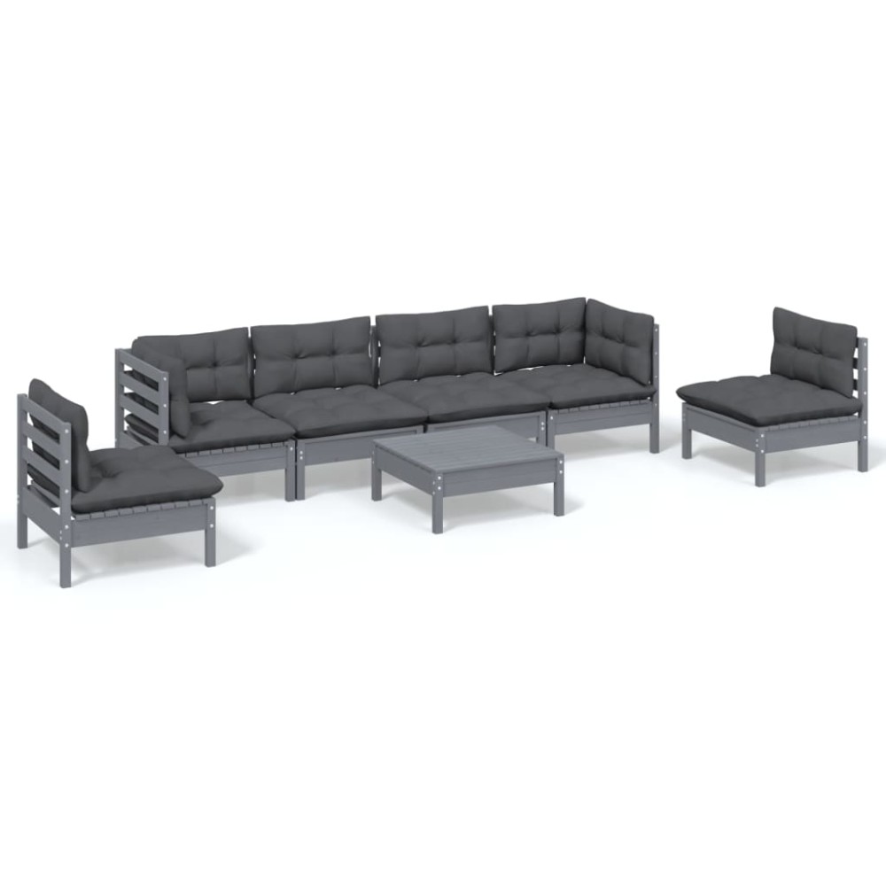 vidaXL Set mobilier grădină cu perne, 7 piese, lemn masiv de pin