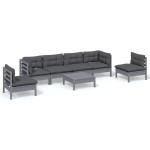 vidaXL Set mobilier grădină cu perne, 7 piese, lemn masiv de pin
