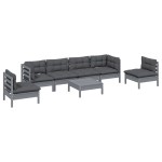 vidaXL Set mobilier grădină cu perne, 7 piese, lemn masiv de pin
