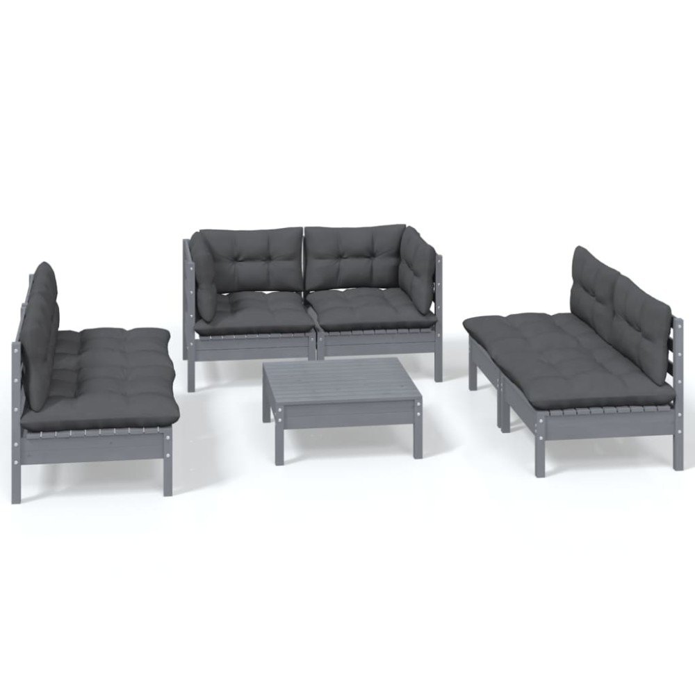 vidaXL Set mobilier grădină cu perne, 7 piese, lemn masiv de pin