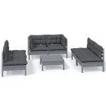 vidaXL Set mobilier grădină cu perne, 7 piese, lemn masiv de pin