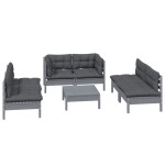vidaXL Set mobilier grădină cu perne, 7 piese, lemn masiv de pin