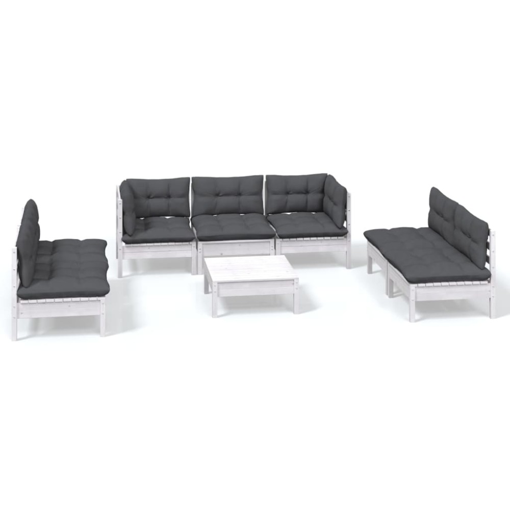 vidaXL Set mobilier grădină cu perne, 8 piese, lemn masiv pin