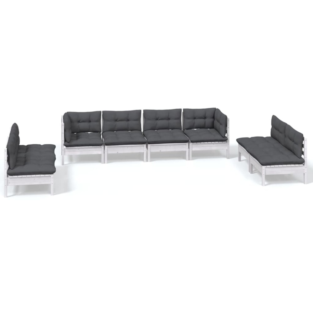 vidaXL Set mobilier de grădină cu perne, 8 piese, lemn masiv de pin