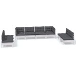 vidaXL Set mobilier de grădină cu perne, 8 piese, lemn masiv de pin vidaXL Set mobilier de grădină cu perne, 8 piese, lemn masiv de pin