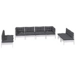 vidaXL Set mobilier de grădină cu perne, 8 piese, lemn masiv de pin vidaXL Set mobilier de grădină cu perne, 8 piese, lemn masiv de pin