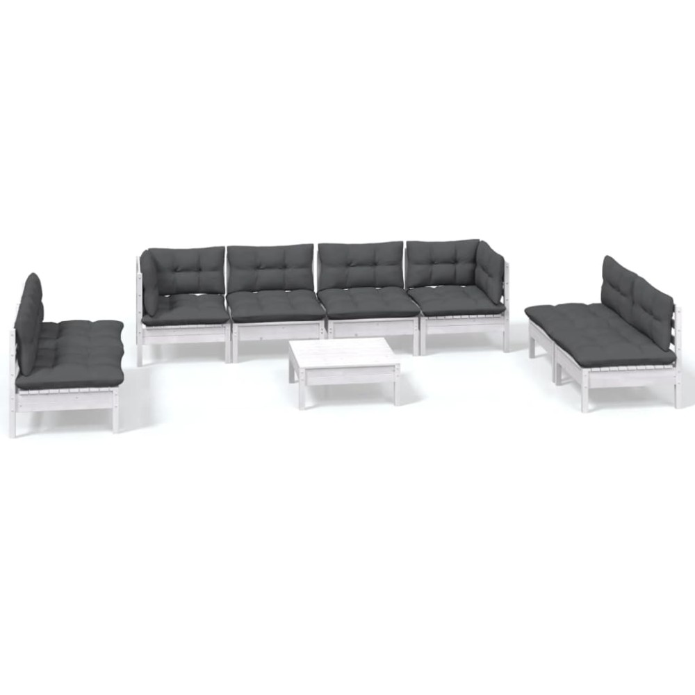 vidaXL Set mobilier de grădină cu perne, 9 piese, lemn masiv de pin