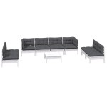 vidaXL Set mobilier de grădină cu perne, 9 piese, lemn masiv de pin vidaXL Set mobilier de grădină cu perne, 9 piese, lemn masiv de pin