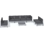 vidaXL Set mobilier de grădină cu perne, 9 piese, lemn masiv de pin