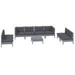 vidaXL Set mobilier de grădină cu perne, 9 piese, lemn masiv de pin