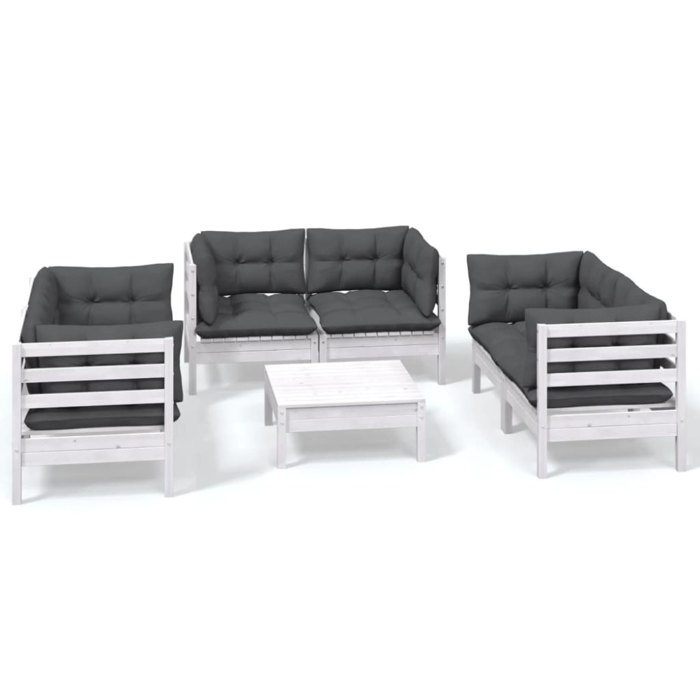 vidaXL Set mobilier grădină cu perne, 7 piese, lemn masiv de pin