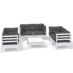 vidaXL Set mobilier grădină cu perne, 7 piese, lemn masiv de pin