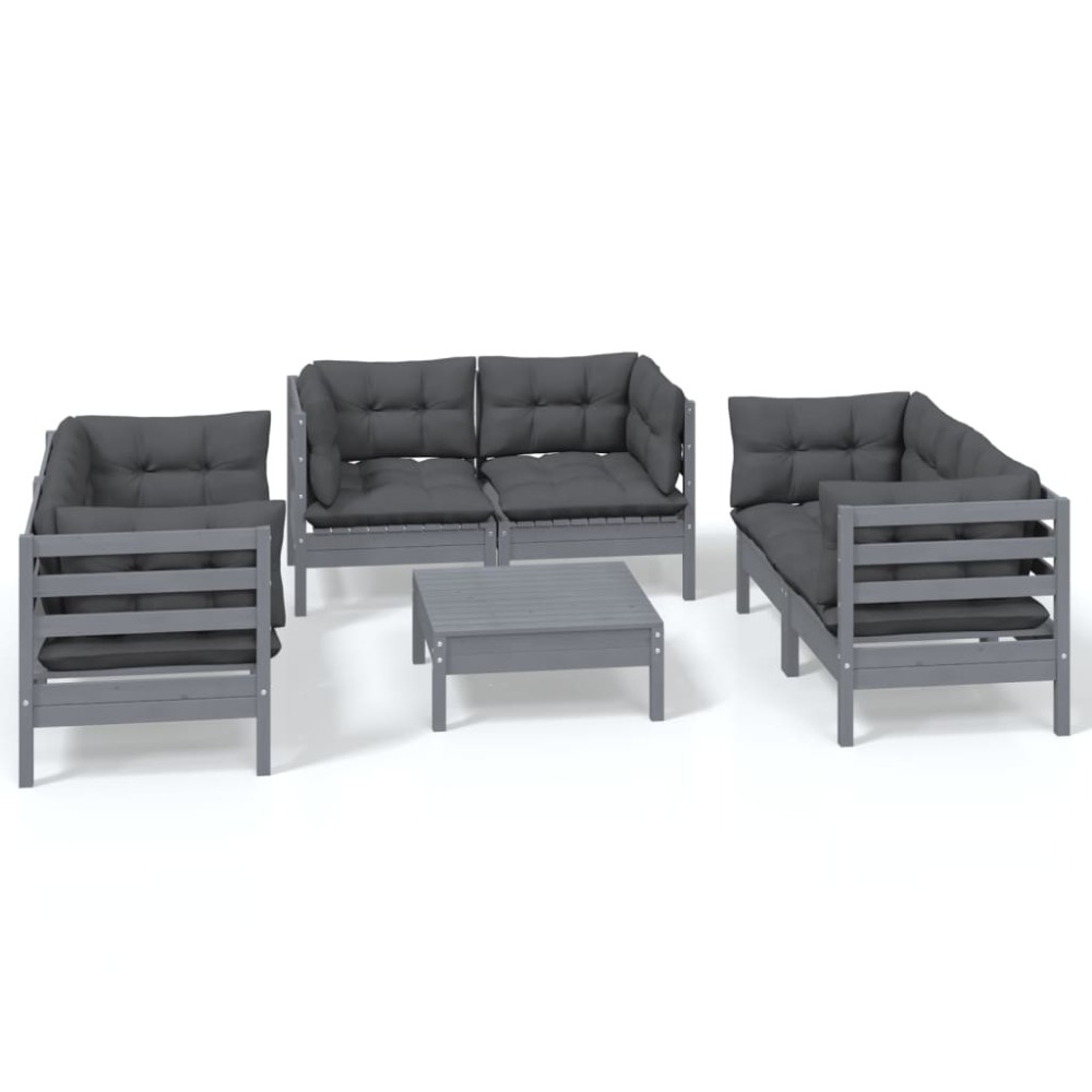 vidaXL Set mobilier grădină cu perne, 7 piese, lemn masiv de pin