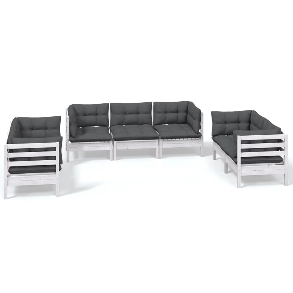 vidaXL Set mobilier grădină cu perne, 7 piese, lemn masiv de pin