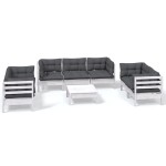 vidaXL Set mobilier de grădină cu perne, 8 piese, lemn masiv de pin vidaXL Set mobilier de grădină cu perne, 8 piese, lemn masiv de pin
