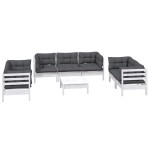 vidaXL Set mobilier de grădină cu perne, 8 piese, lemn masiv de pin vidaXL Set mobilier de grădină cu perne, 8 piese, lemn masiv de pin