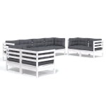 vidaXL Set mobilier de grădină cu perne, 8 piese, lemn masiv de pin vidaXL Set mobilier de grădină cu perne, 8 piese, lemn masiv de pin